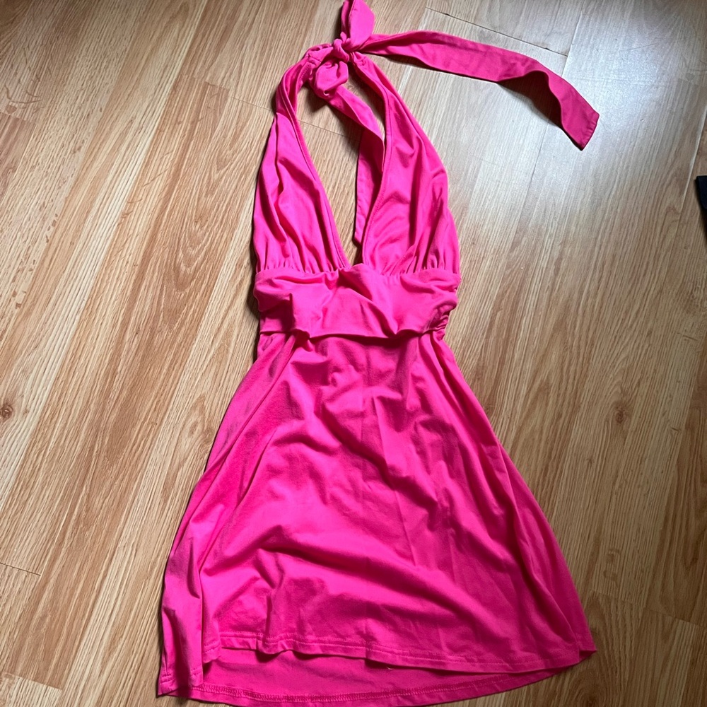 Neon Pink Halter Dress
